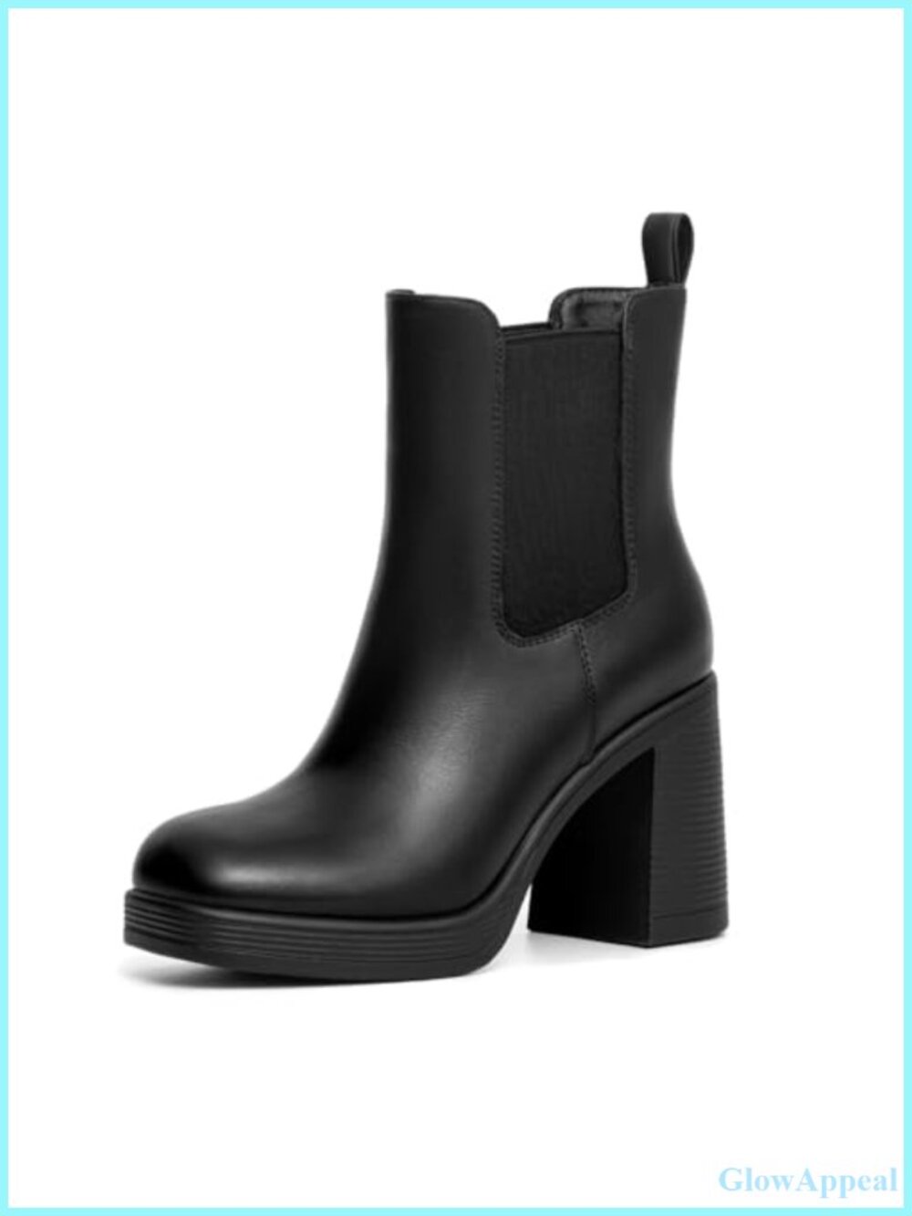 Faux Leather Chunky Platform Chelsea Ankle Boots with Square Toe